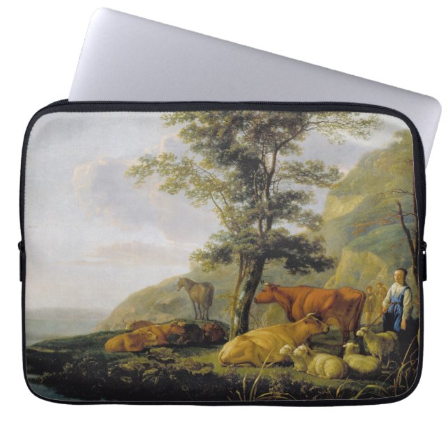 Funda Para Portátil Ganado cerca de un río Aelbert Cuyp (Frente)