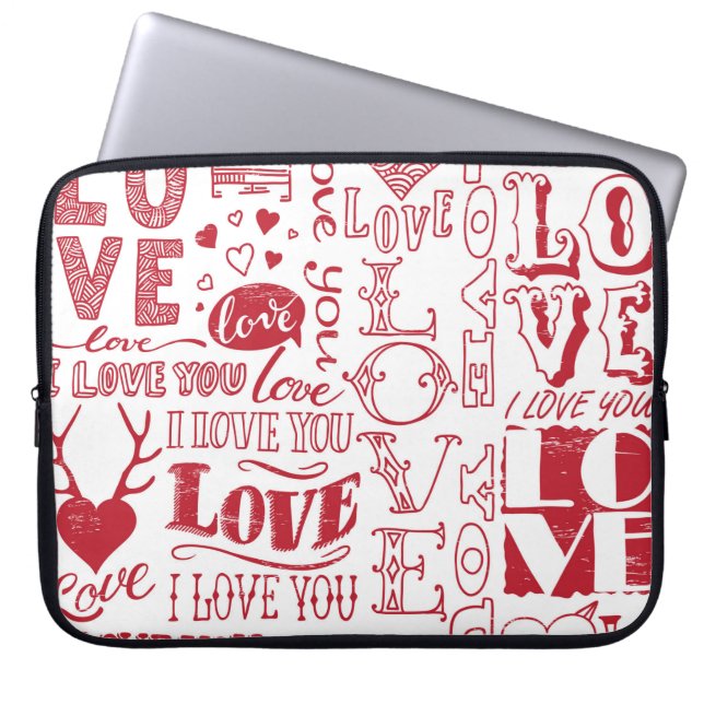 Funda Para Portátil garabatos de amor dibujados a mano  (Frente)