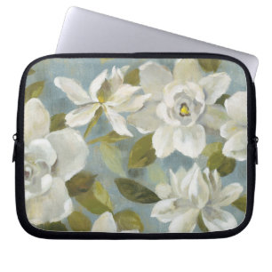 Funda Para Portátil Gardenias en azul de la pizarra