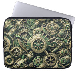 Funda Para Portátil Gases de relojería verde industrial Steampunk