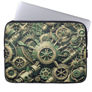 Funda Para Portátil Gases de relojería verde industrial Steampunk