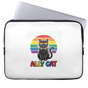 Funda Para Portátil Gata Aliada Arcoíris Orgullo Diseño Camiseta Gato