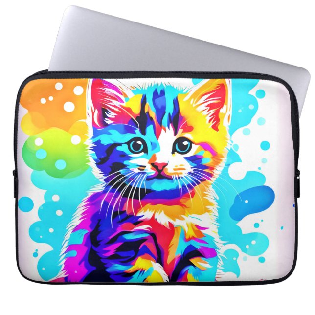 Funda Para Portátil Gata Colorida Splash (Frente)