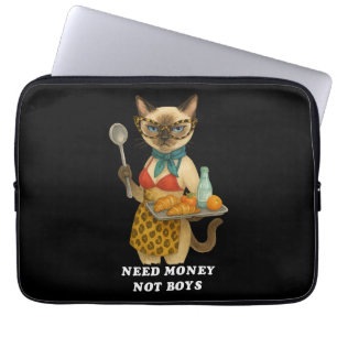 Funda Para Portátil Gata siamesa descarada señora del almuerzo sirvien