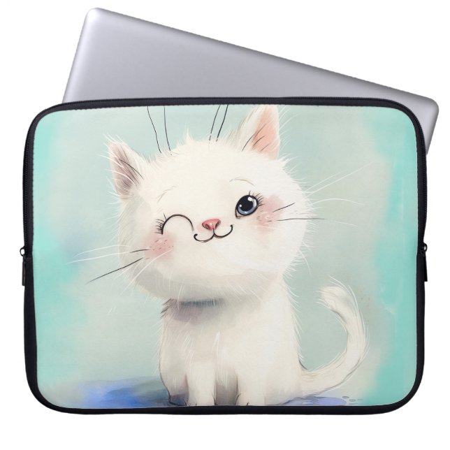 Funda Para Portátil Gatito blanco lindo (Frente)