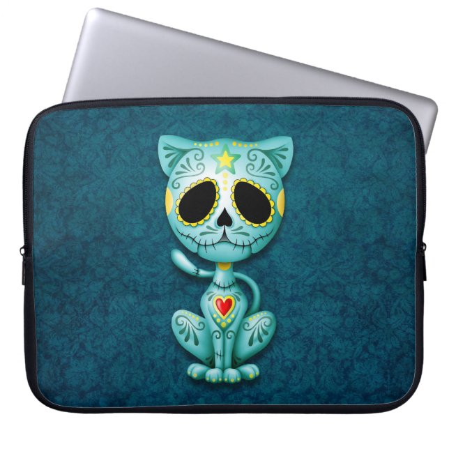 Funda Para Portátil Gatito del azúcar del zombi, azul (Frente)