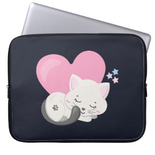 Funda Para Portátil Gatito Dulce Gato Durmiendo con un Gran Corazón Ro