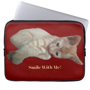 Funda Para Portátil Gatito Jengibre Divertido, Personaliza Foto Y Text