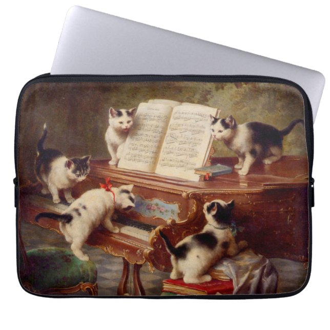 Funda Para Portátil Gatitos y piano (Frente)