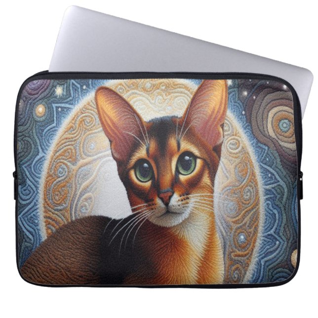 Funda Para Portátil Gato abissiniano artístico, gatito abysiniano mode (Frente)