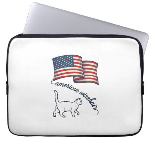 Funda Para Portátil Gato American Wirehair Patriótico Diseño Vintage_1