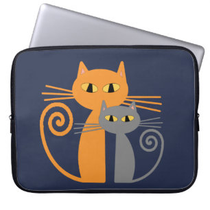 Funda Para Portátil Gato anaranjado, gato gris