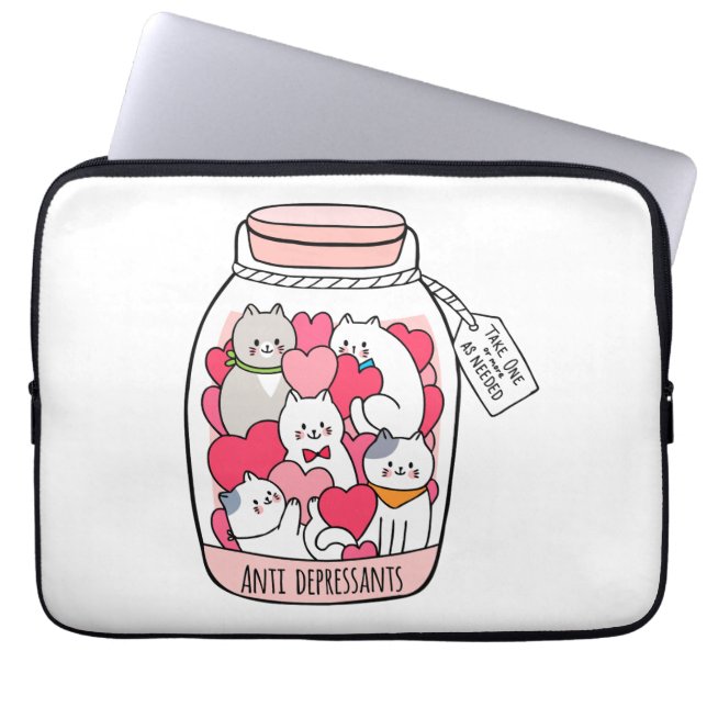 Funda Para Portátil Gato antidepresivo divertido regalo para el amante (Frente)