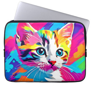 Funda Para Portátil Gato arcoiris: retrato vivo