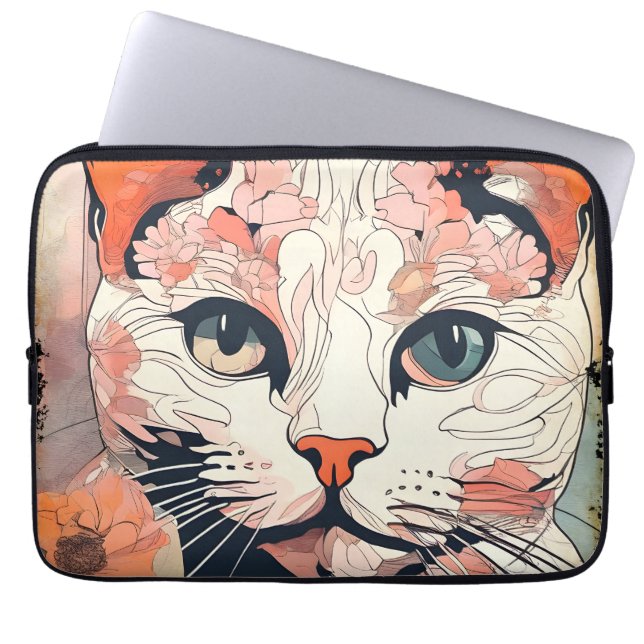 Funda Para Portátil Gato Artístico (Frente)