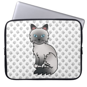 Funda Para Portátil Gato Birman de punto azul / Ragdoll con patas lind
