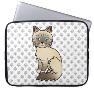 Funda Para Portátil Gato Birman / Ragdoll de punto de chocolate atigra