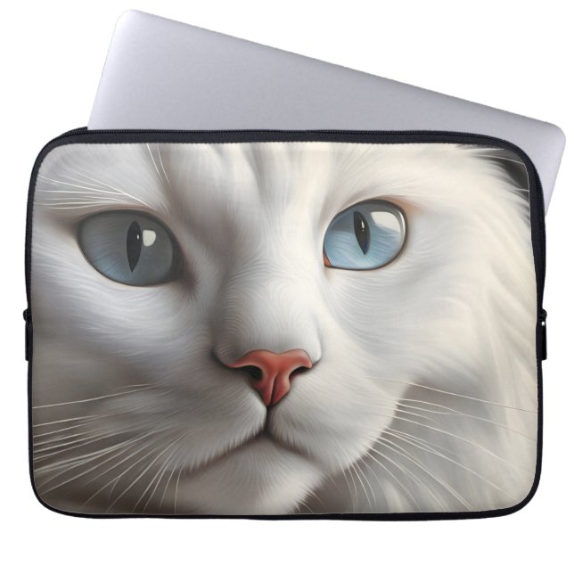 Funda Para Portátil Gato blanco (Frente)