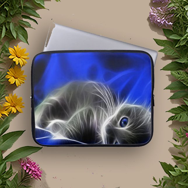 Funda Para Portátil Gato brillante de resumen azul místico (Subido por el creador)