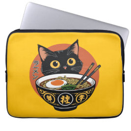 Funda Para Portátil Gato comiendo ramen