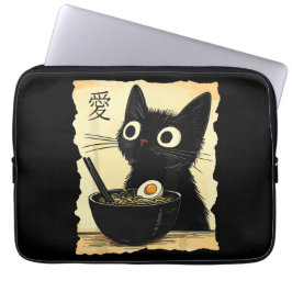 Funda Para Portátil Gato comiendo ramen