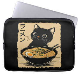 Funda Para Portátil Gato comiendo ramen