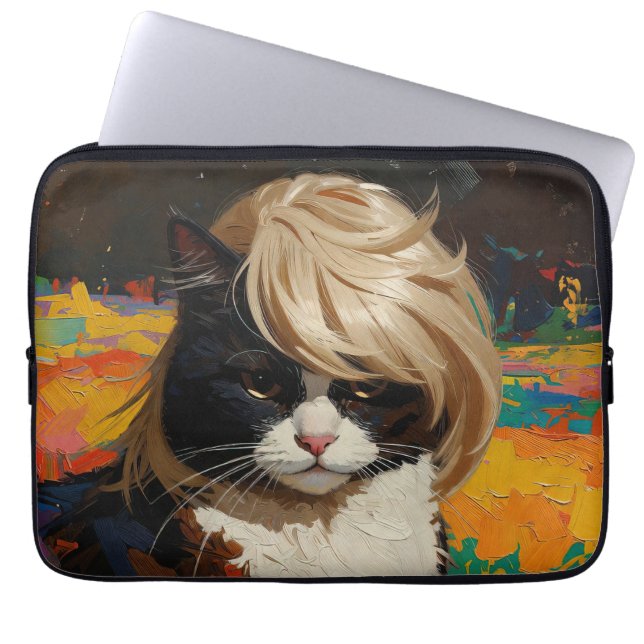 Funda Para Portátil Gato con peluca (#2) (Frente)