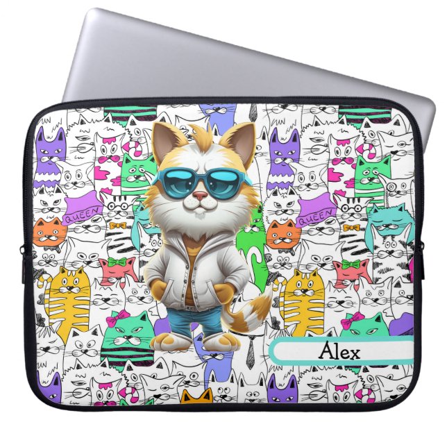 Funda Para Portátil Gato Cool  (Frente)