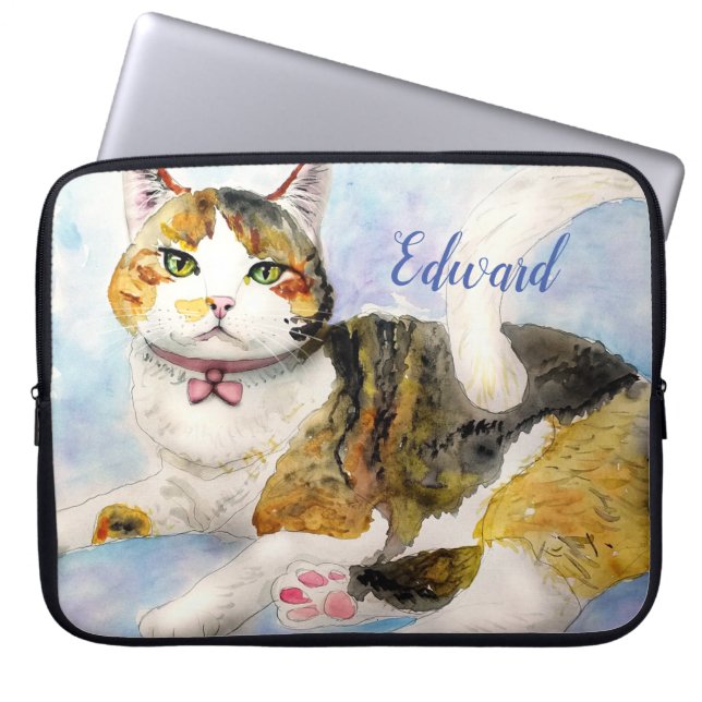 Funda Para Portátil Gato de agua (Frente)