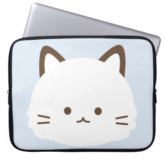 Funda Para Portátil Gato de cara linda con fondo azul pastel