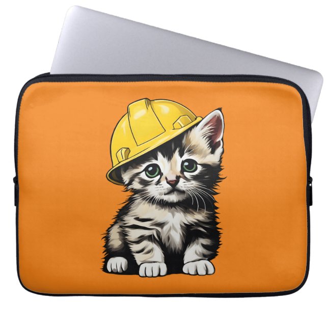 Funda Para Portátil Gato de construcción (Frente)