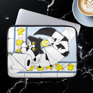 Funda Para Portátil Gato de esmoquin juguetón Caos de papel higiénico 