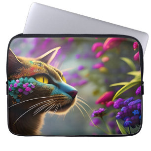 Funda Para Portátil Gato de flor de bonito