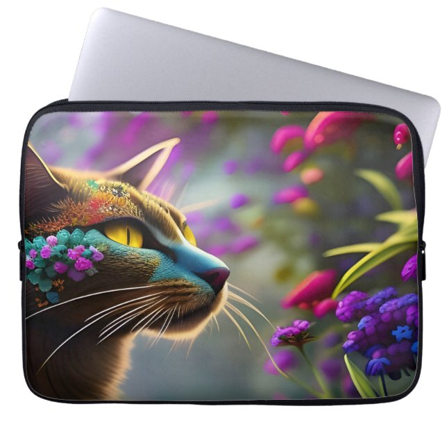 Funda Para Portátil Gato de flor de bonito (Frente)
