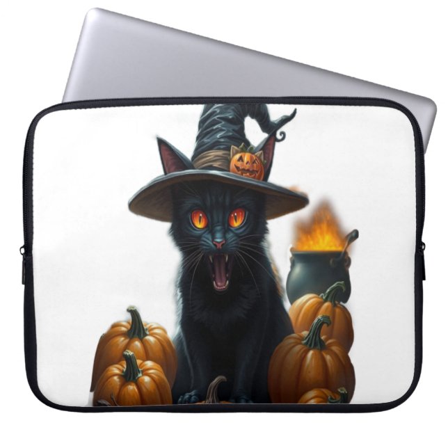 Funda Para Portátil Gato de Halloween  (Frente)