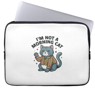 Funda Para Portátil Gato de la mañana Grabado vintage Camiseta diverti