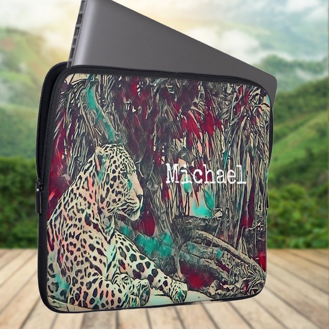 Funda Para Portátil Gato de la selva monocromo (Subido por el creador)