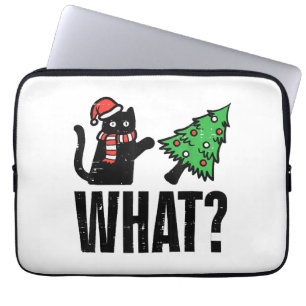 Funda Para Portátil Gato de Navidad derribando árbol de Navidad divert