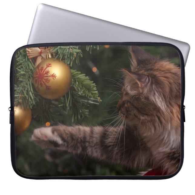 Funda Para Portátil Gato de navidades (Frente)