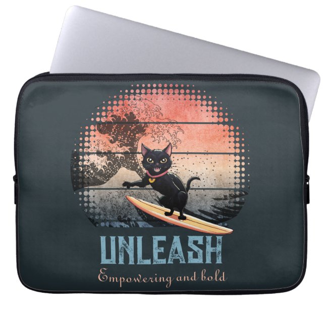 Funda Para Portátil Gato de ondulación al atardecer (Frente)