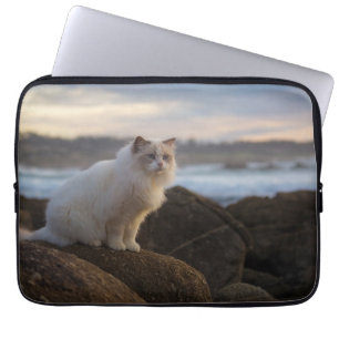 Funda Para Portátil Gato de Ragdoll en la playa