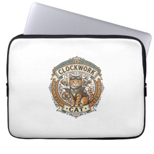 Funda Para Portátil Gato de relojería Gato Steampunk Arte vectorial vi