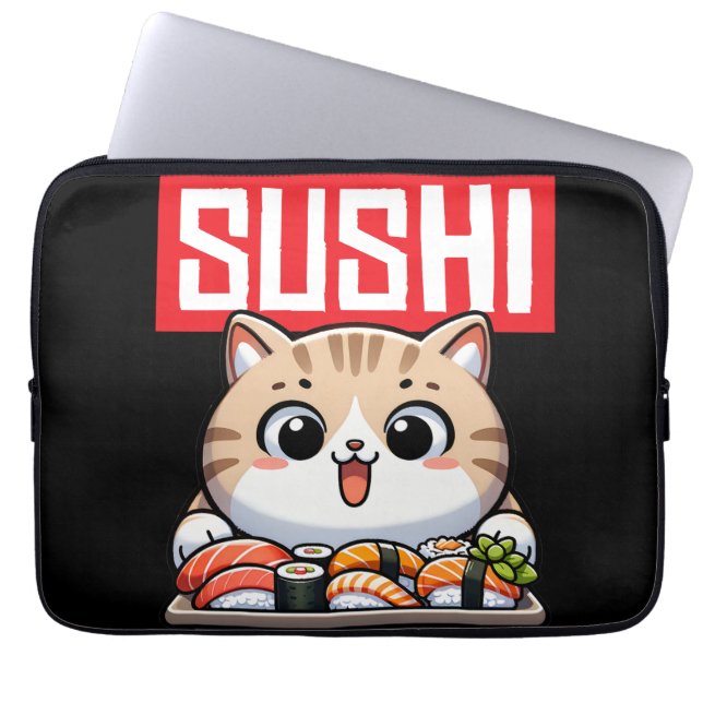 Funda Para Portátil Gato de sushi (Frente)