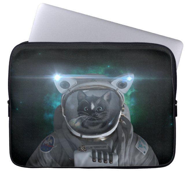 Funda Para Portátil Gato del espacio - nebulosa verde - (Frente)