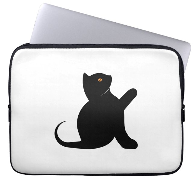Funda Para Portátil Gato diciendo hola (Frente)