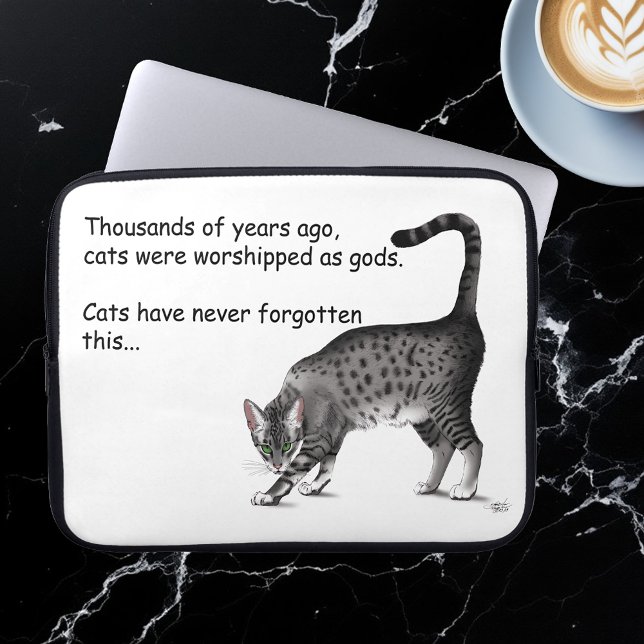 Funda Para Portátil Gato Egipcio Mau Gris Caprichoso Divertido (Subido por el creador)