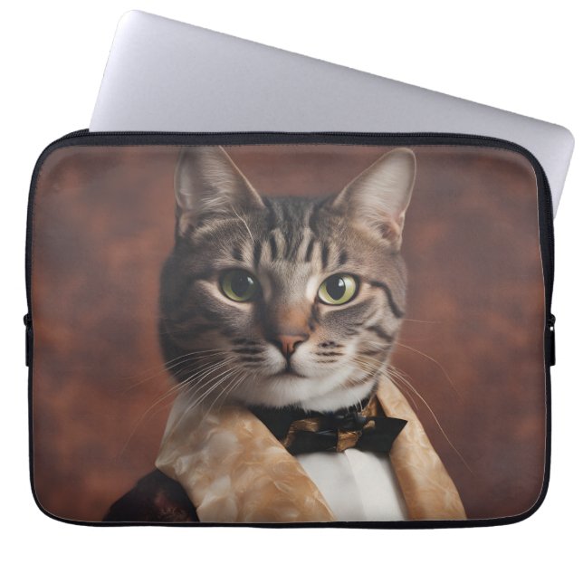 Funda Para Portátil Gato en la Chaqueta de Fumar (Frente)