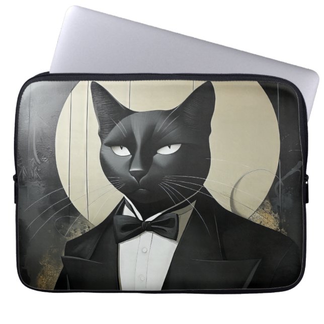 Funda Para Portátil Gato esmoquin  (Frente)