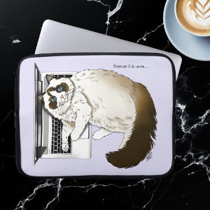 Funda Para Portátil Gato esponjoso Ragdoll Lavanda Portátil Divertido