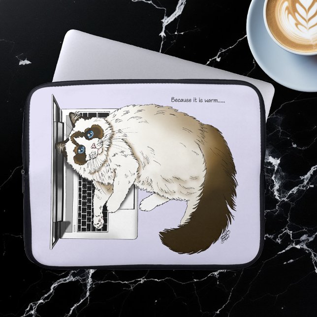 Funda Para Portátil Gato esponjoso Ragdoll Lavanda Portátil Divertido (Subido por el creador)
